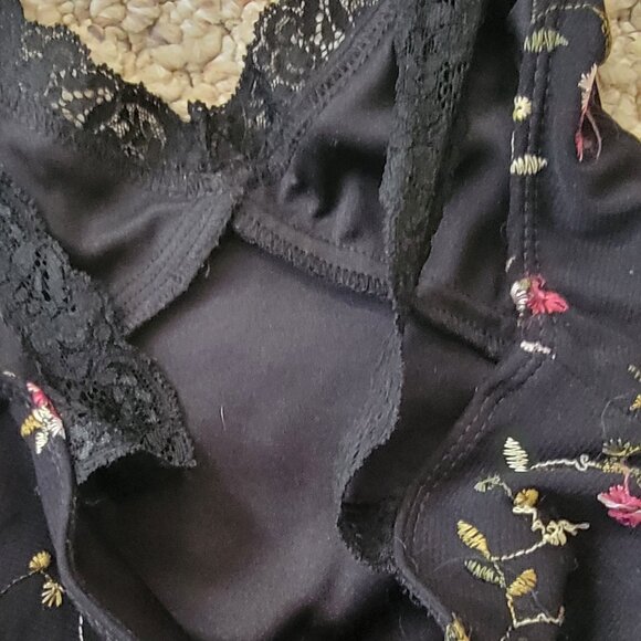 LOVE SOUP Y2K Whimsigoth Dress Babydoll Black Grunge Fairy Floral Lace Rose NWOT - Picture 12 of 14